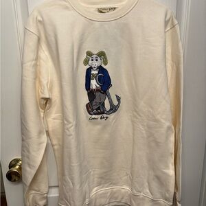 Go Navy! Beat Army! Cream Graphic Sweatshirt with Goat Design